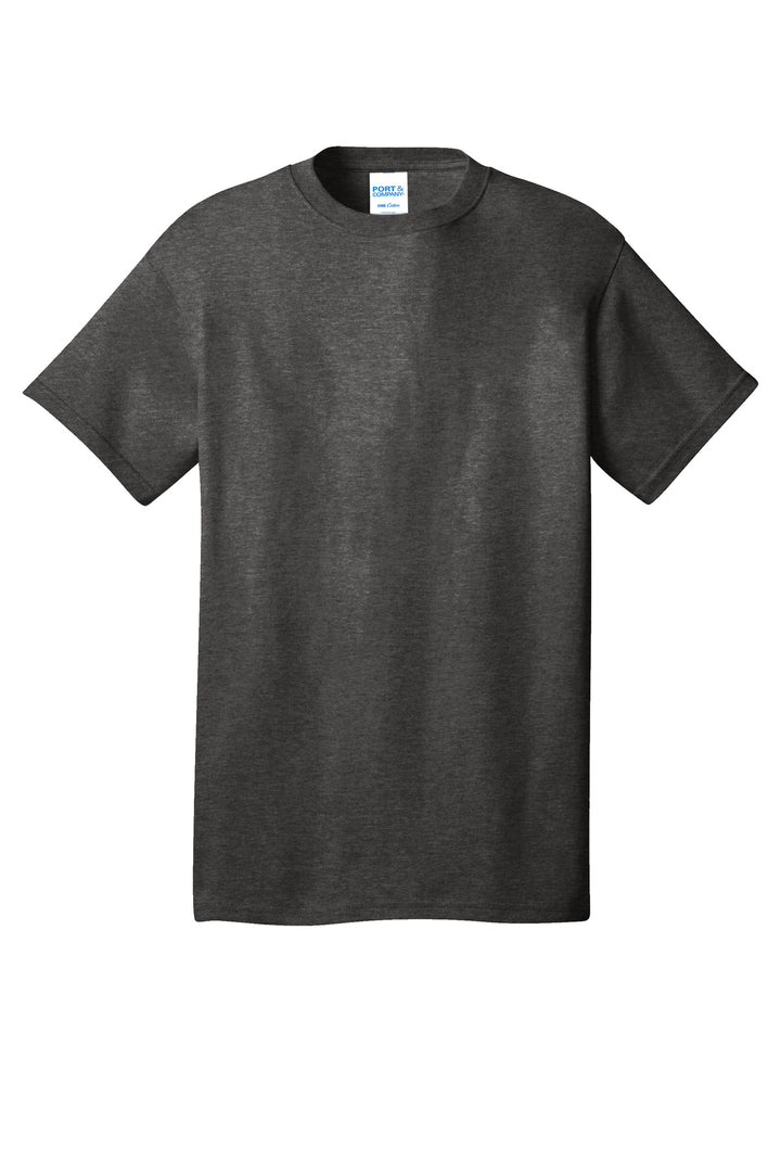 Front View of Dk Hthr Grey Port & Company - Core Cotton Tee. PC54