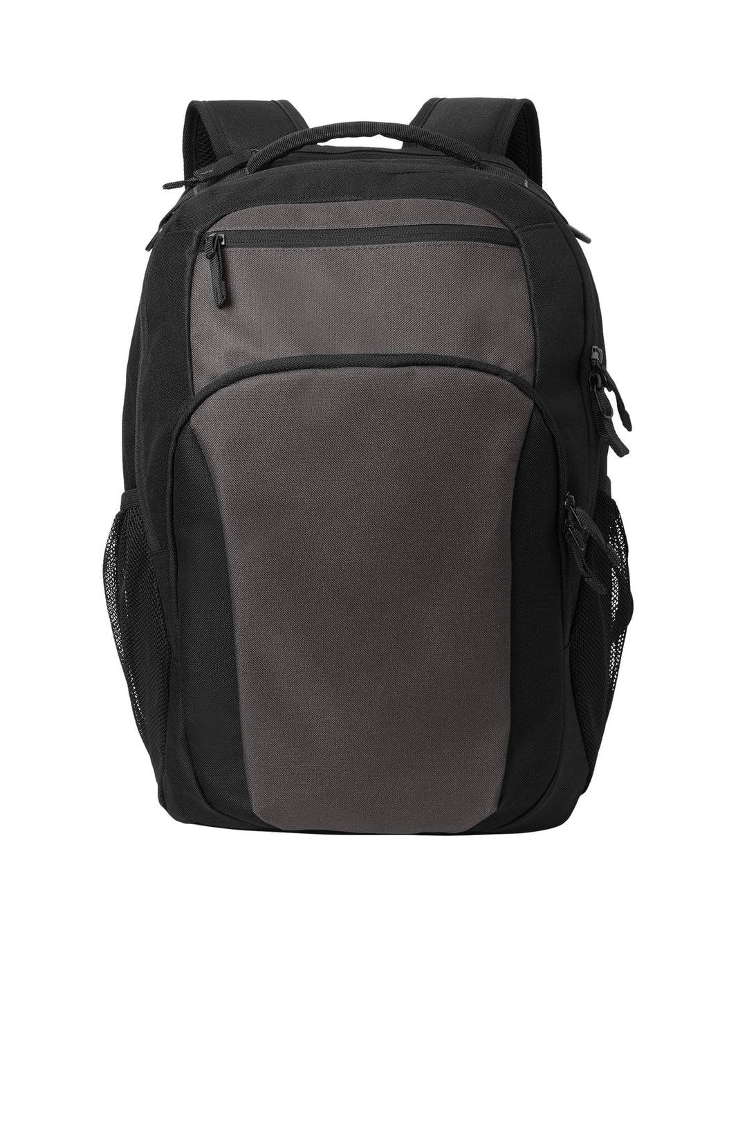 Front View of DkChar/Blk Port Authority Transport Backpack BG232
