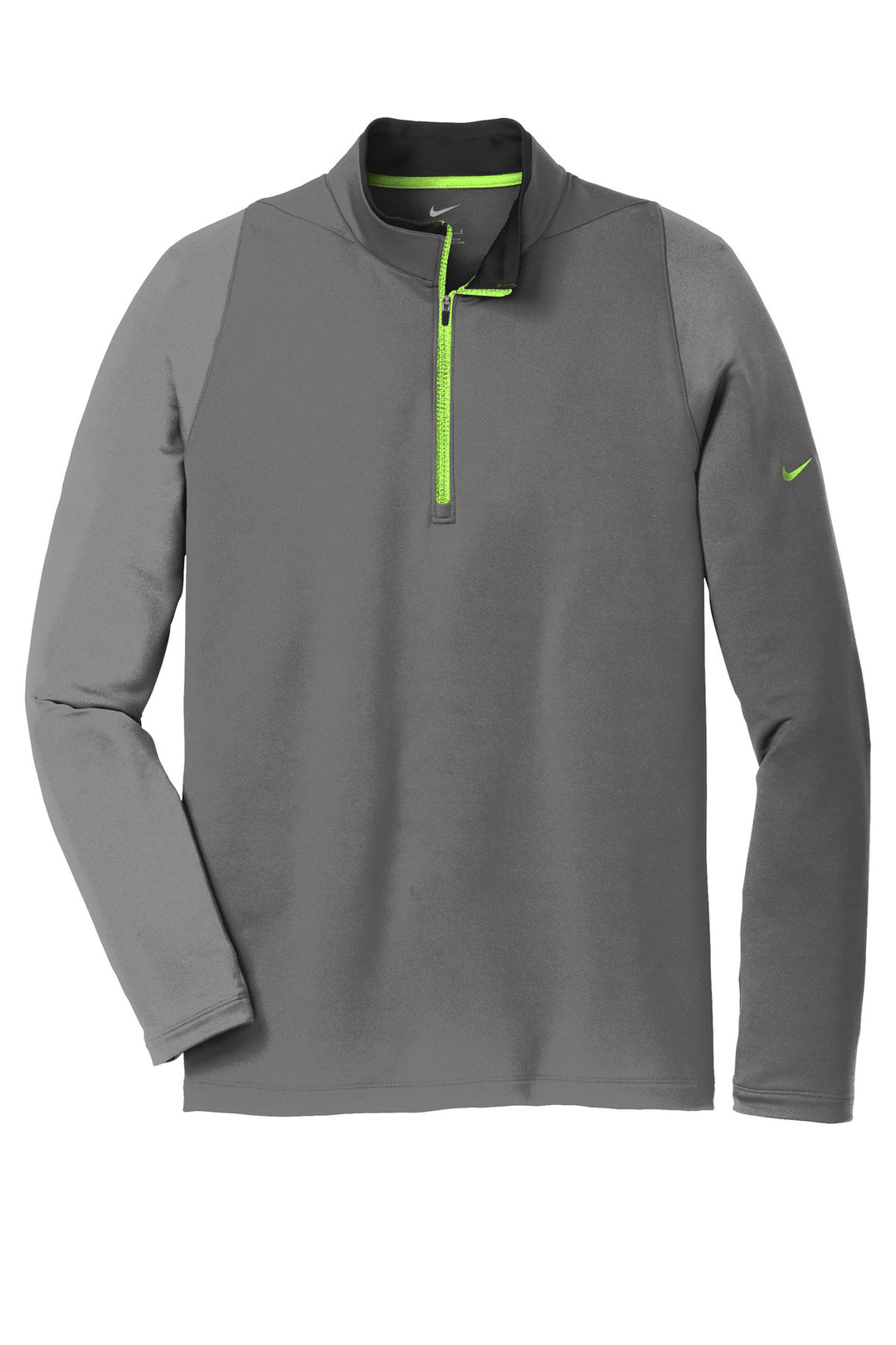 Front View of DkGy/ClGy/Volt Nike Dri-FIT Stretch 1/2-Zip Cover-Up. 779795
