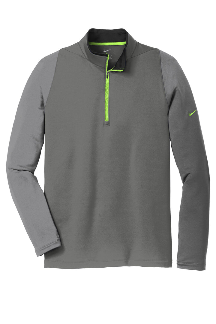 Front View of DkGy/ClGy/Volt Nike Dri-FIT Stretch 1/2-Zip Cover-Up. 779795