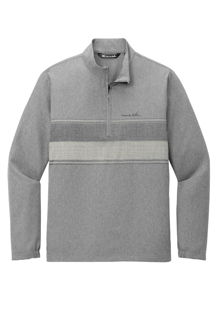 Front View of DkGyHthr TravisMathew Balboa Chest Stripe 1/4-Zip TM1MZ340