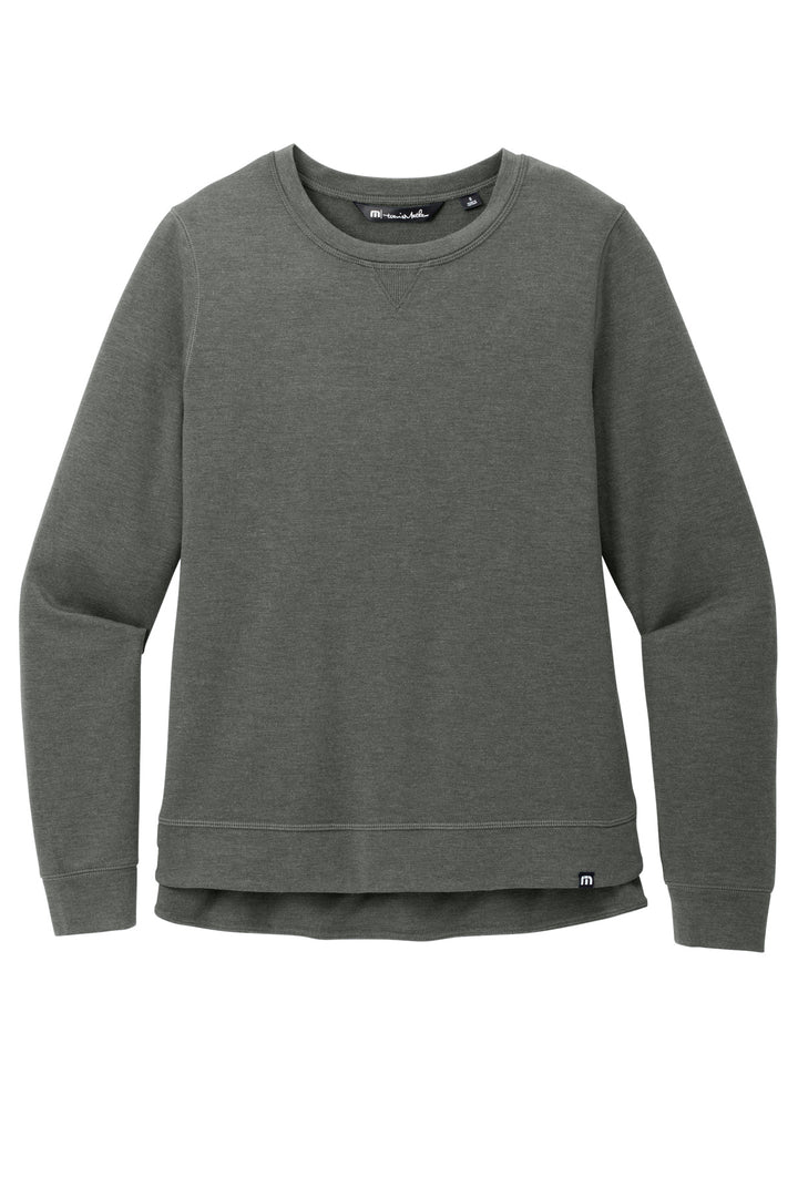 Front View of DkGyHthr TravisMathew Women's Long Weekend Crew TM1LD003