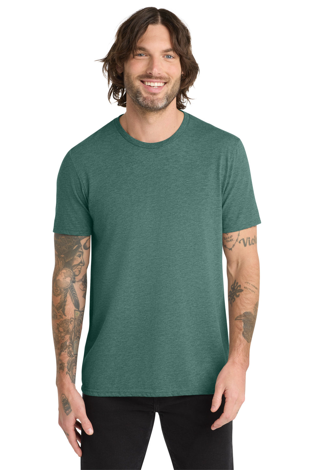 Front View of DpSeaGreen Allmade Unisex Tri-Blend Tee AL2004