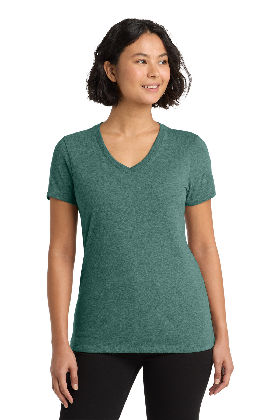 Front View of DpSeaGreen Allmade Women's Tri-Blend V-Neck Tee AL2018