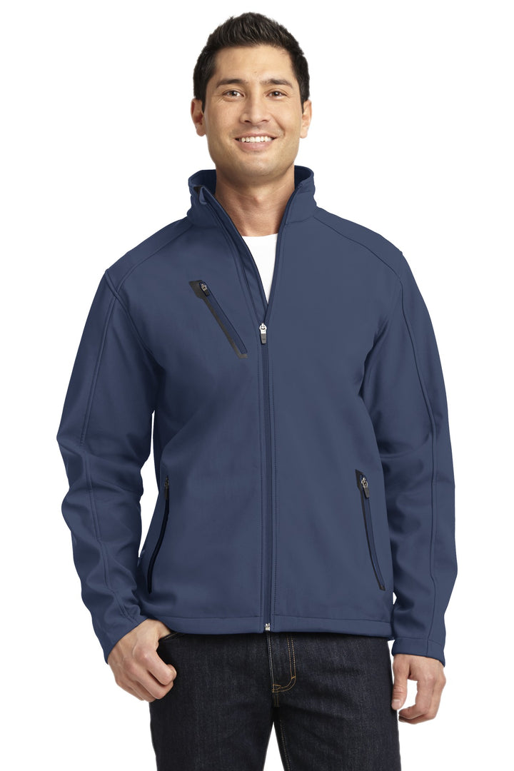 Front View of Dress Blue Nvy Port Authority Welded Soft Shell Jacket. J324