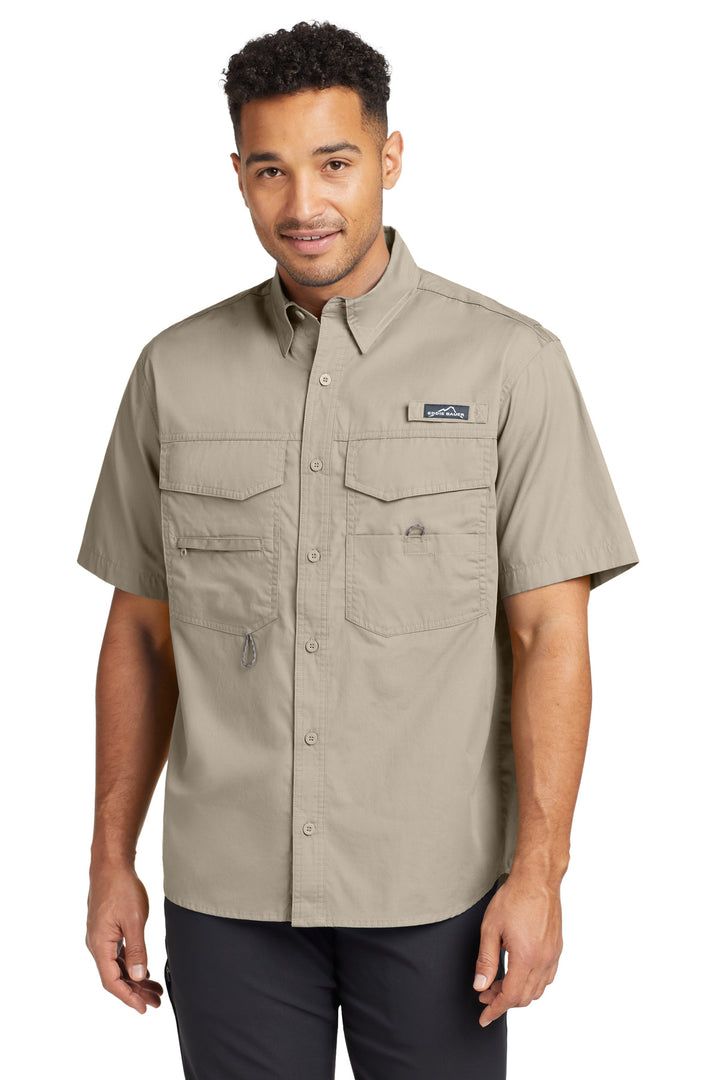 Front View of Driftwood Eddie Bauer - Short Sleeve Fishing Shirt. EB608
