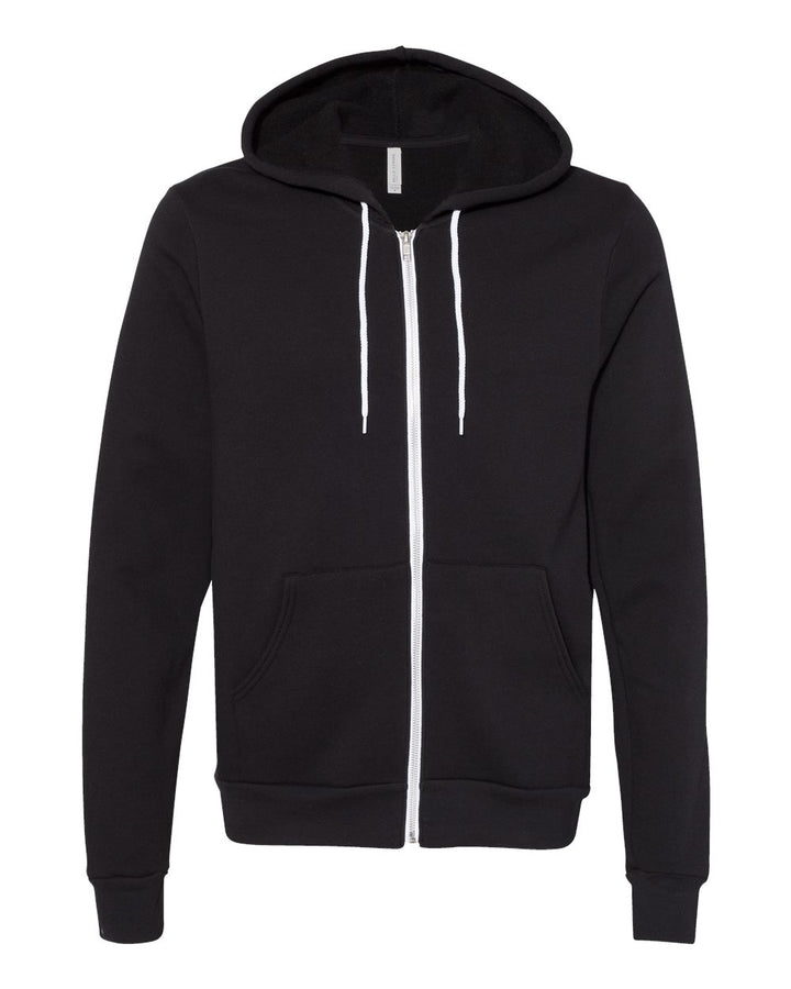 Front View of DTG Black Sponge Fleece Full-Zip Hoodie - 3739