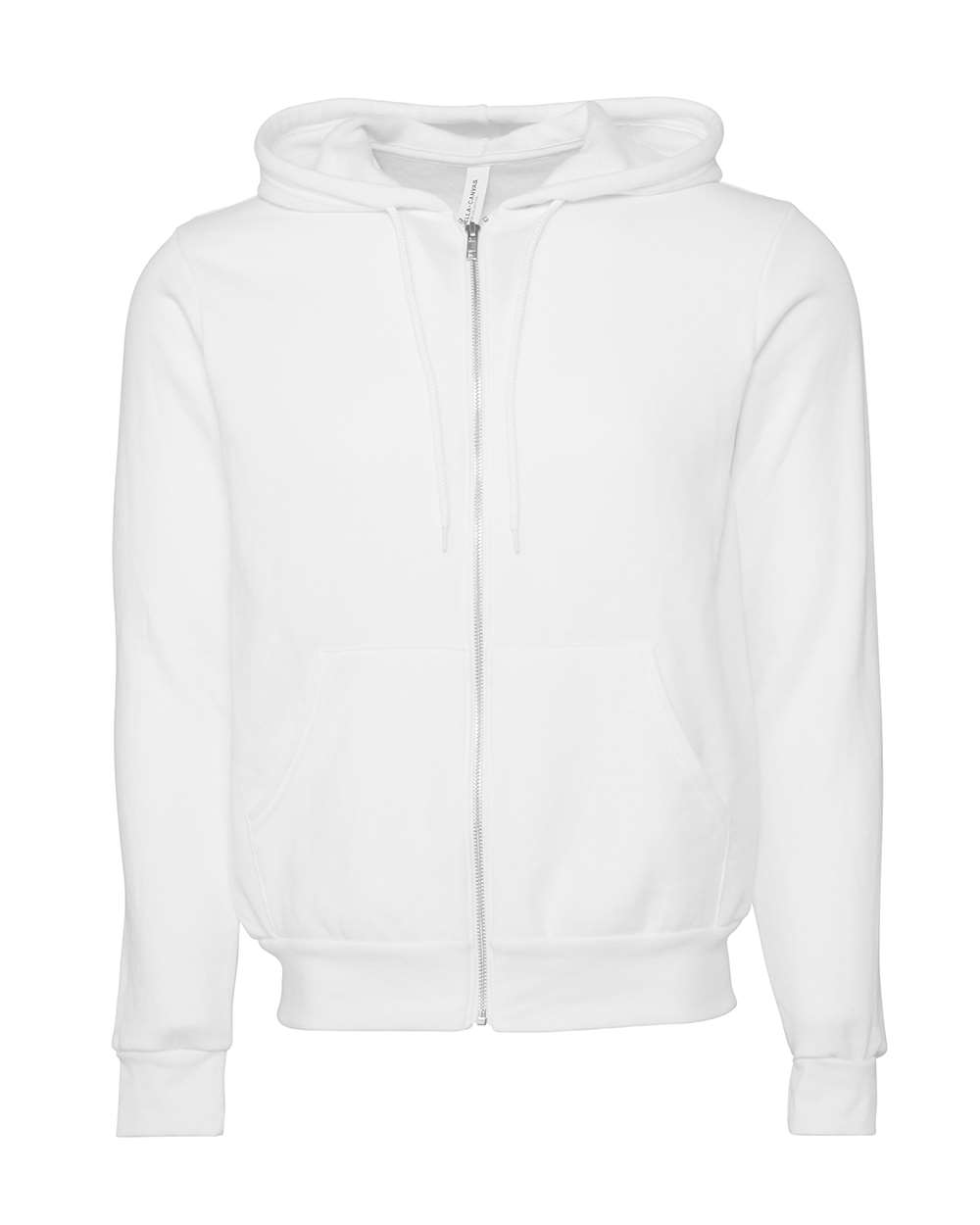 Front View of DTG White Sponge Fleece Full-Zip Hoodie - 3739
