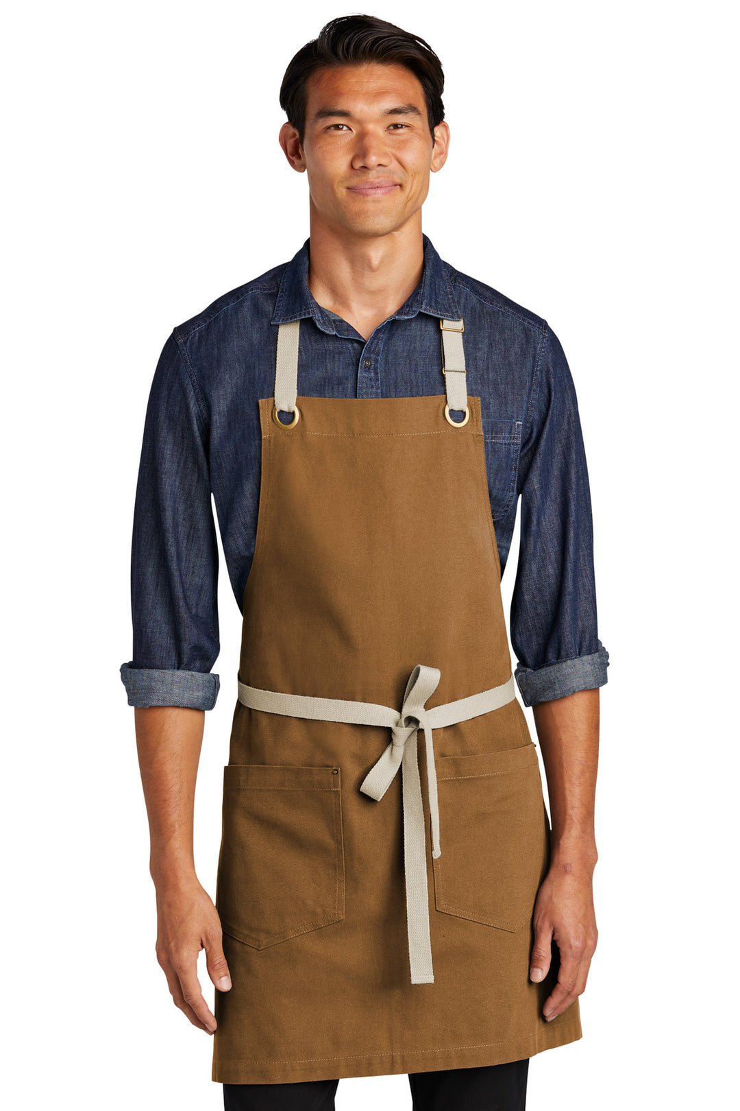 Front View of DuckBr/Stn Port Authority Canvas Full-Length Two-Pocket Apron A815