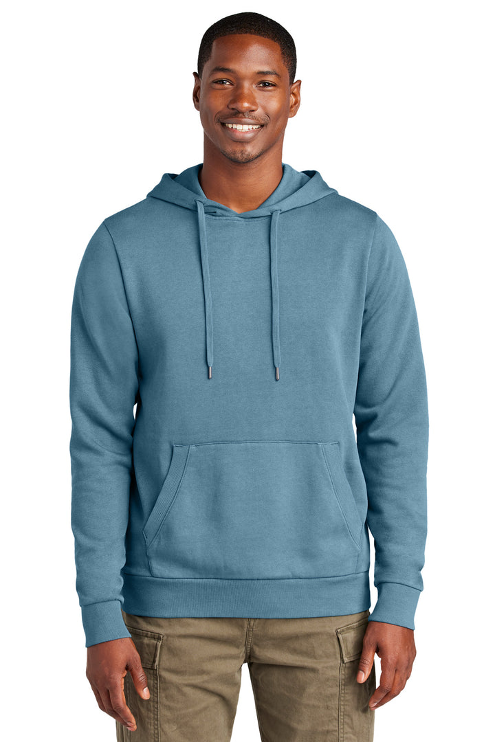 Front View of DuskBlue District Wash Fleece Hoodie DT2200