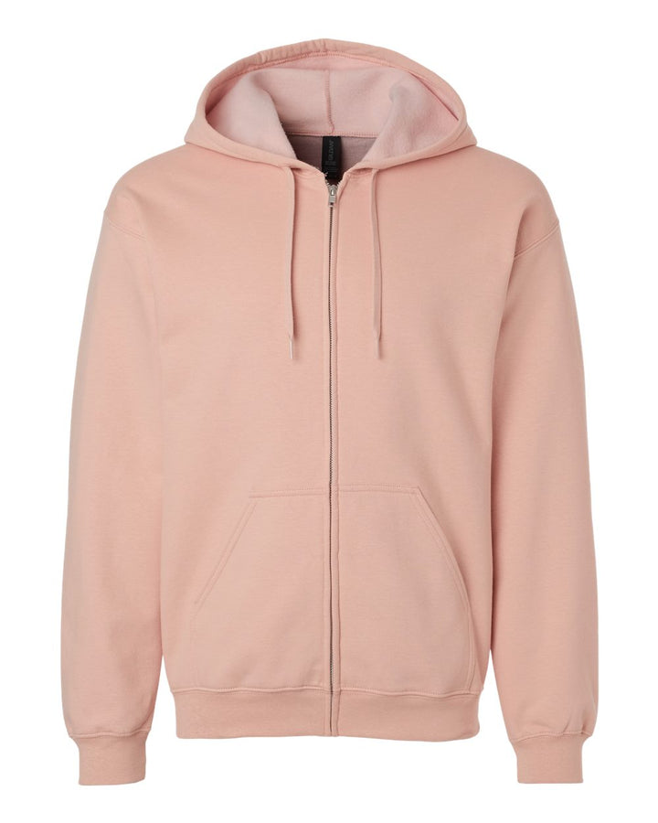 Front View of Dusty Rose Softstyle® Full-Zip Hooded Sweatshirt - SF600