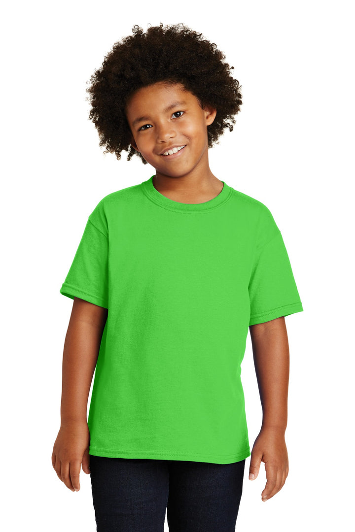Front View of Electric Green Gildan - Youth Heavy Cotton 100% Cotton T-Shirt. 5000B