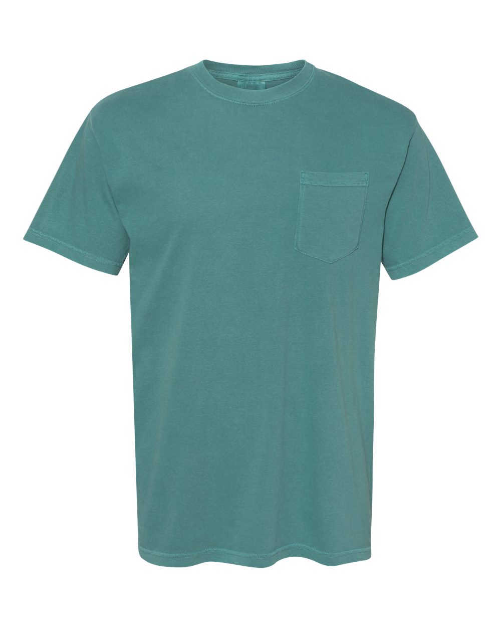 Front View of Emerald Garment-Dyed Heavyweight Pocket T-Shirt - 6030