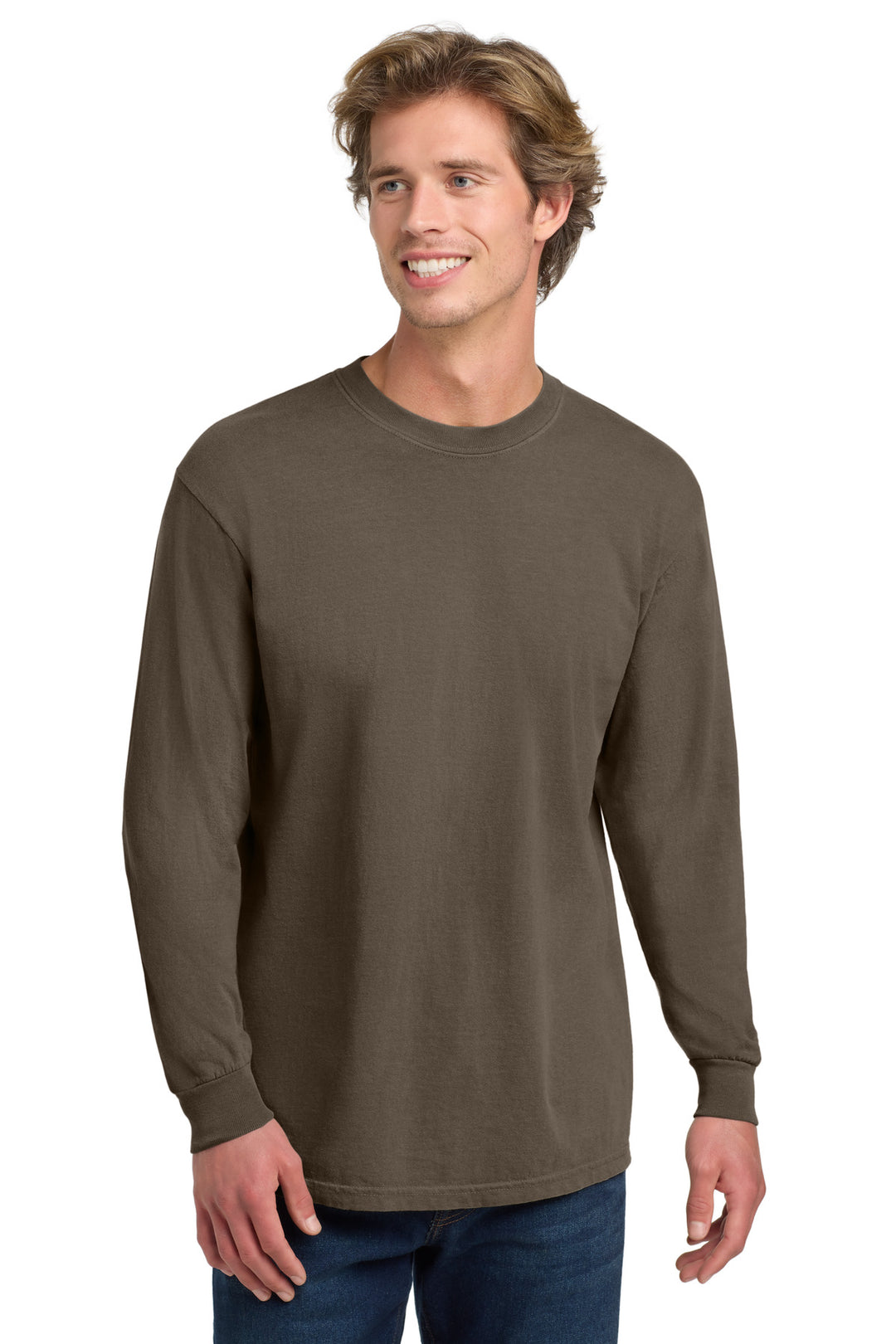 Front View of Espresso COMFORT COLORS Heavyweight Ring Spun Long Sleeve Tee. 6014