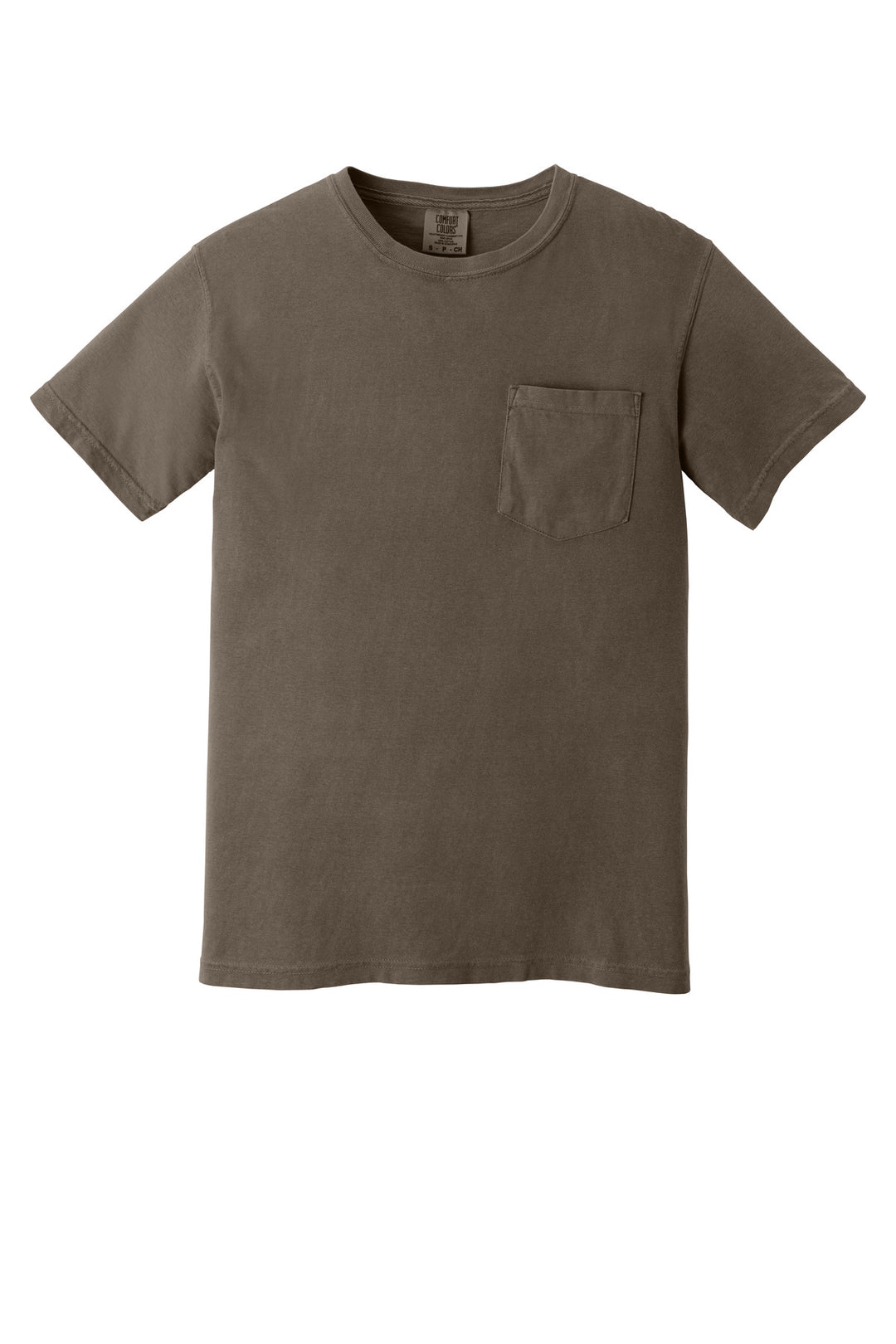 Front View of Espresso COMFORT COLORS Heavyweight Ring Spun Pocket Tee. 6030