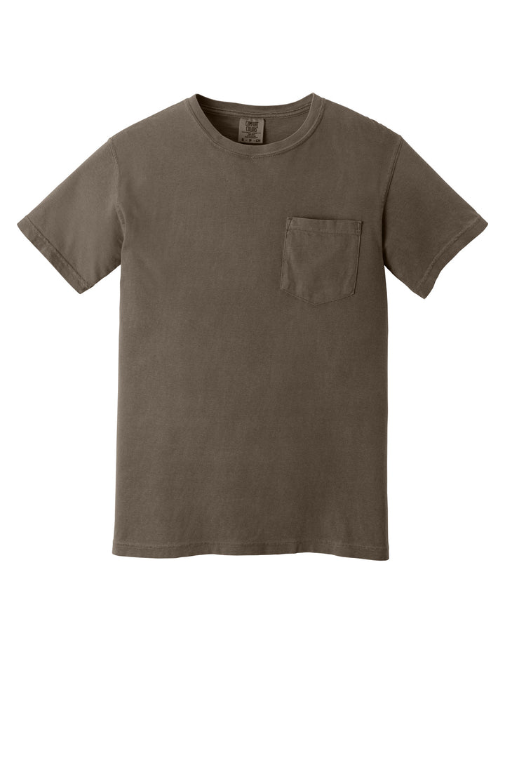 Front View of Espresso COMFORT COLORS Heavyweight Ring Spun Pocket Tee. 6030