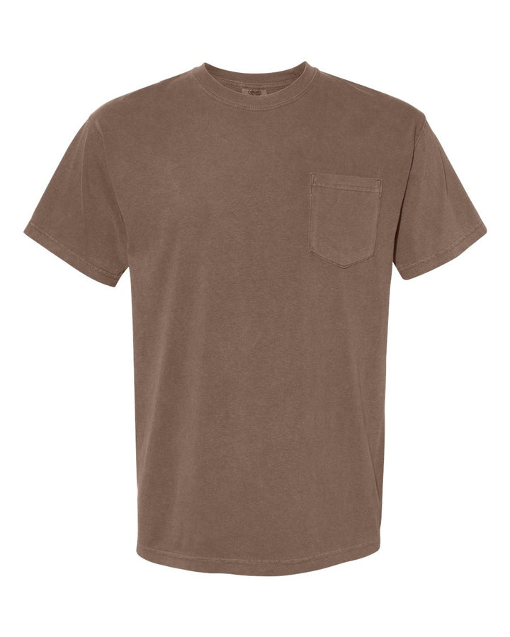 Front View of Espresso Garment-Dyed Heavyweight Pocket T-Shirt - 6030