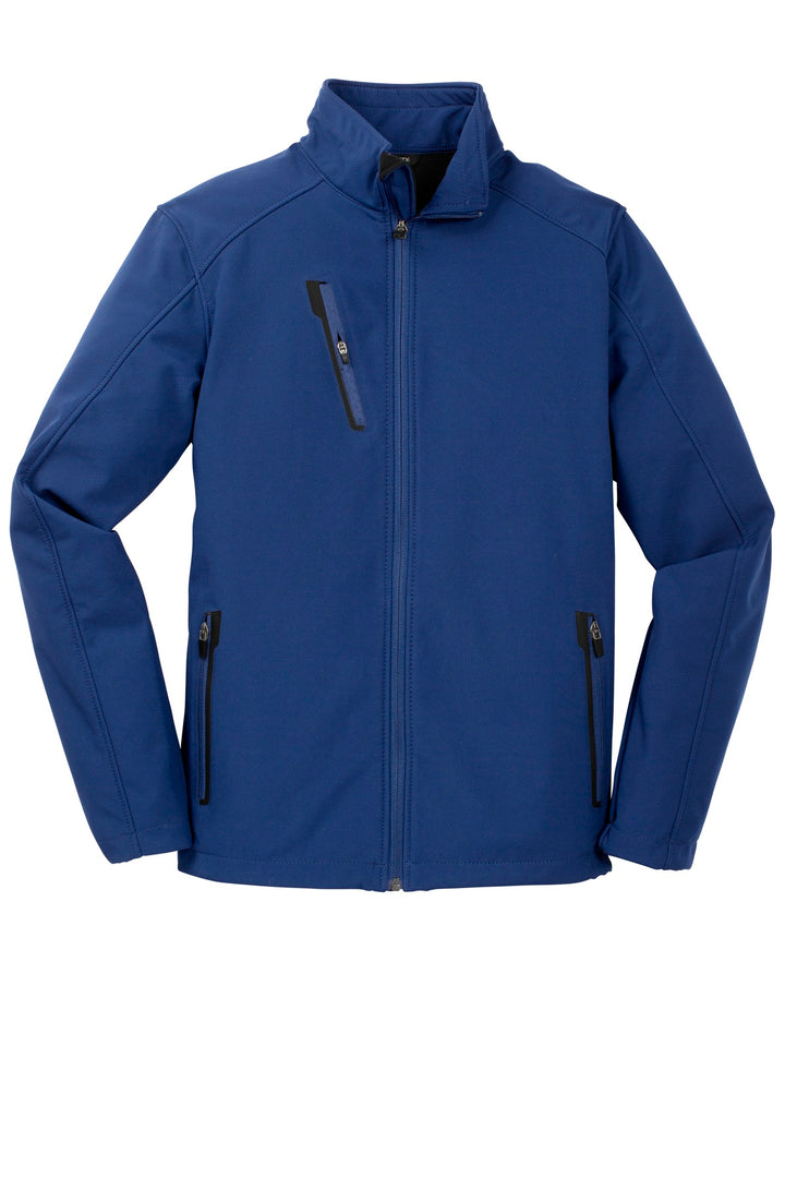 Front View of Estate Blue Port Authority Welded Soft Shell Jacket. J324