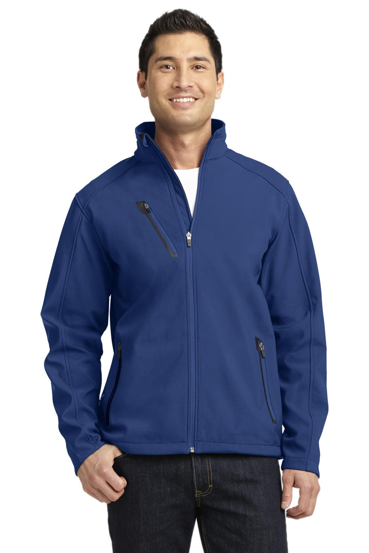 Front View of Estate Blue Port Authority Welded Soft Shell Jacket. J324