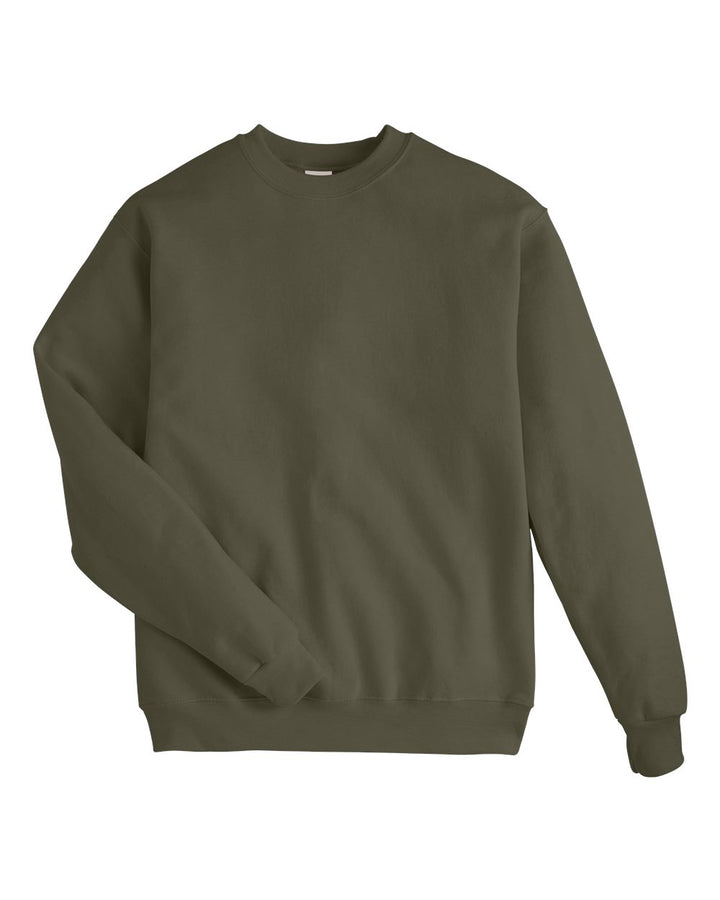 Front View of Fatigue Green Ecosmart® Crewneck Sweatshirt - P160