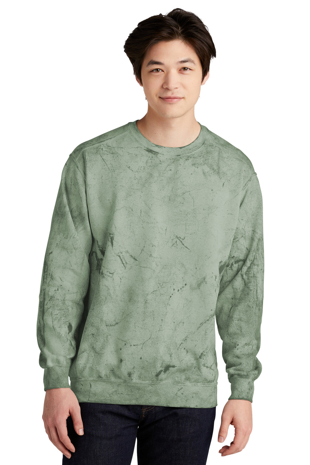 Front View of Fern Comfort Colors Color Blast Crewneck Sweatshirt 1545