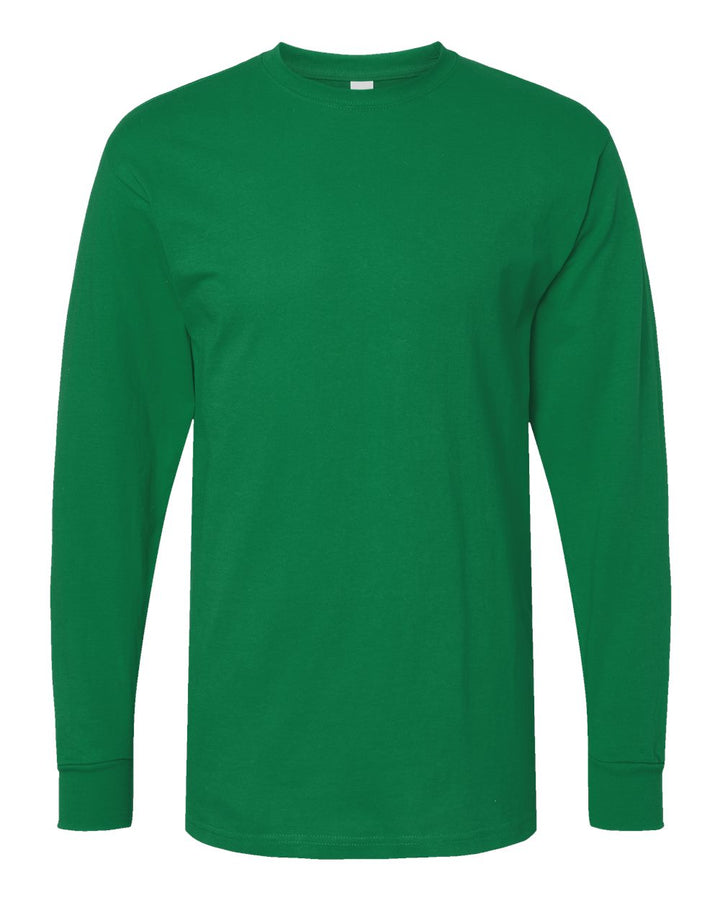 Front View of Fine Kelly Green Gold Soft Touch Long Sleeve T-Shirt - 4820