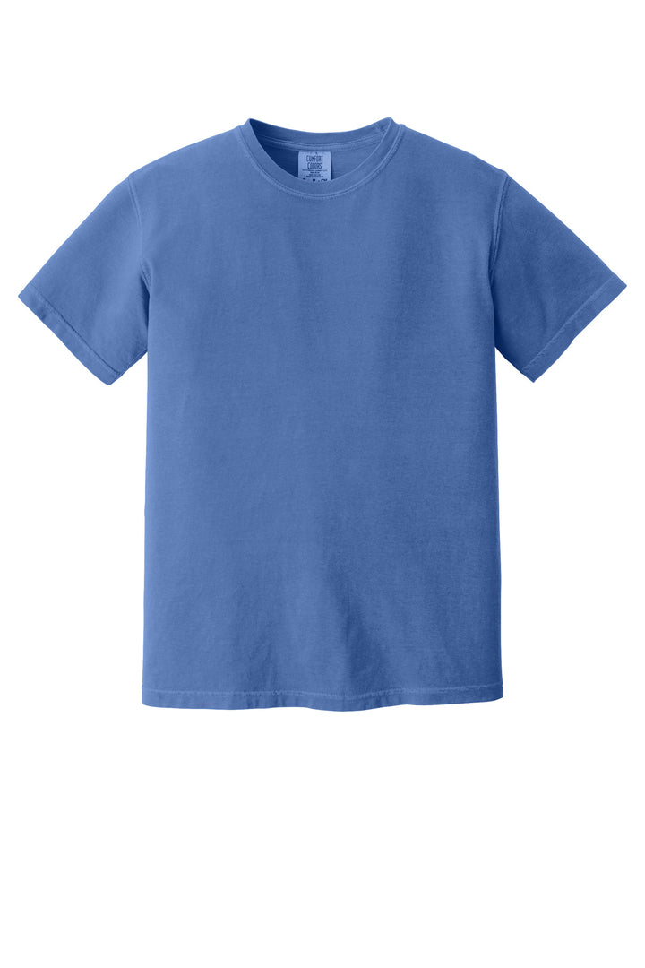 Front View of Flo Blue COMFORT COLORS Heavyweight Ring Spun Tee. 1717