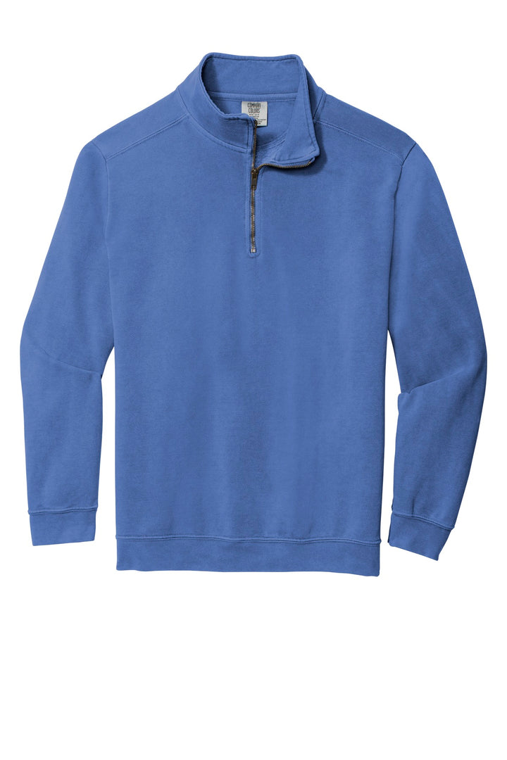 Front View of Flo Blue COMFORT COLORS Ring Spun 1/4-Zip Sweatshirt. 1580