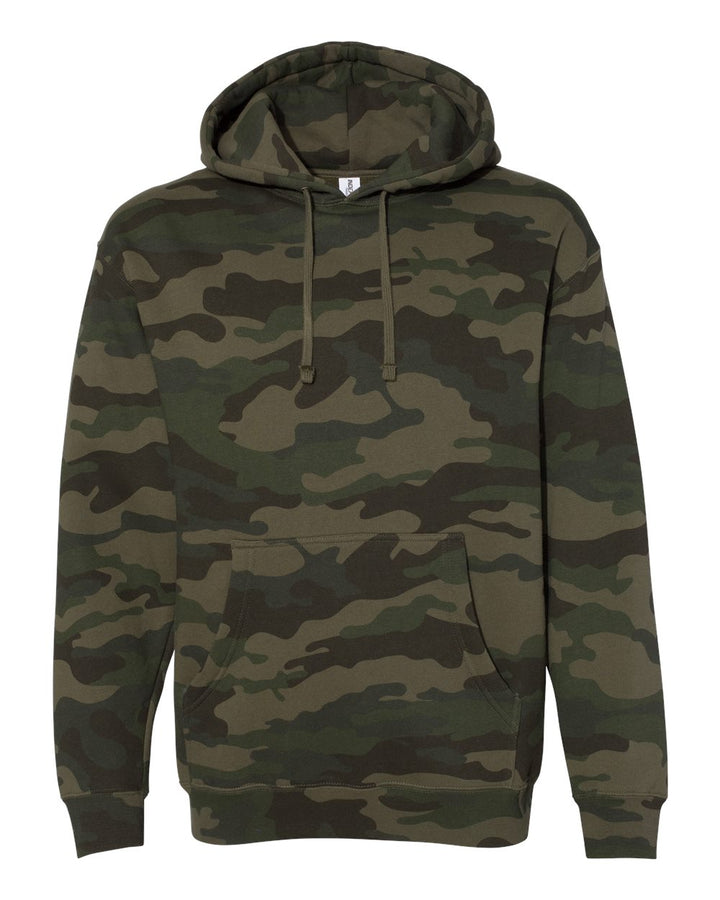 Front View of Forest Camo Heavyweight Hooded Sweatshirt - IND4000