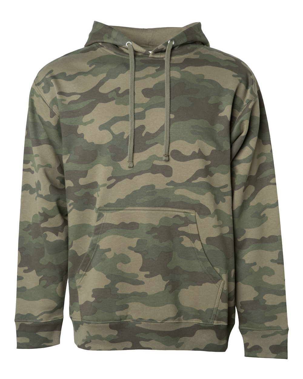 Front View of Forest Camo Midweight Hooded Sweatshirt - SS4500