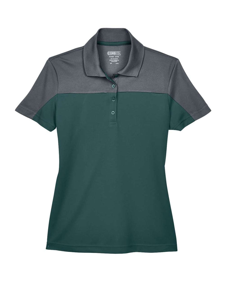 Front View of Forest/ Carbon Women's Balance Colorblock Performance Piqué Polo - CE101W