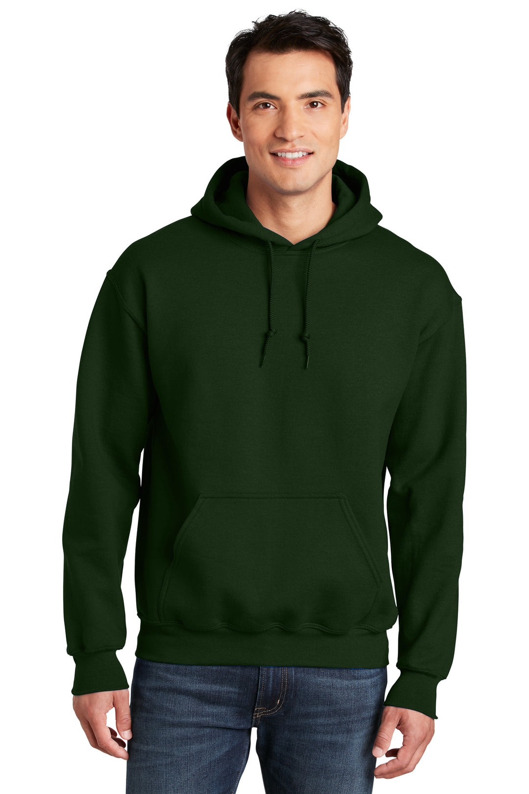 Front View of Forest Gildan - DryBlend Pullover Hooded Sweatshirt. 12500
