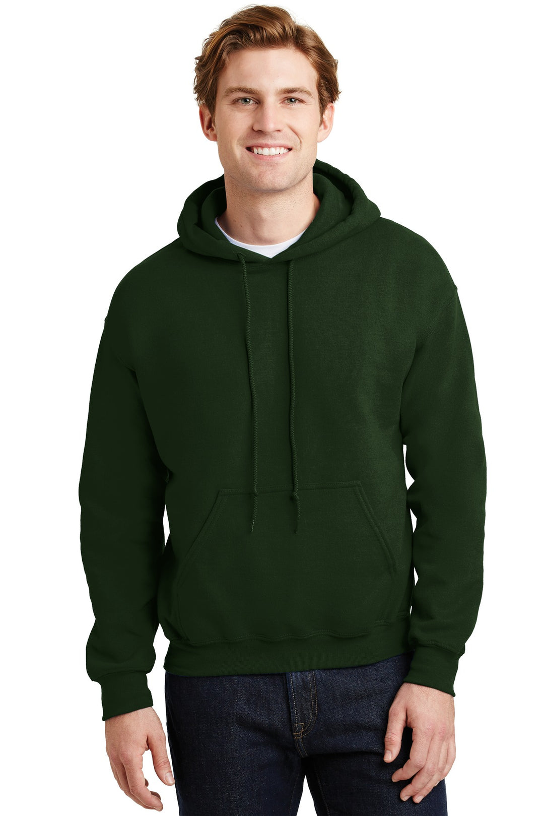 Front View of Forest Gildan - Heavy Blend Hooded Sweatshirt. 18500