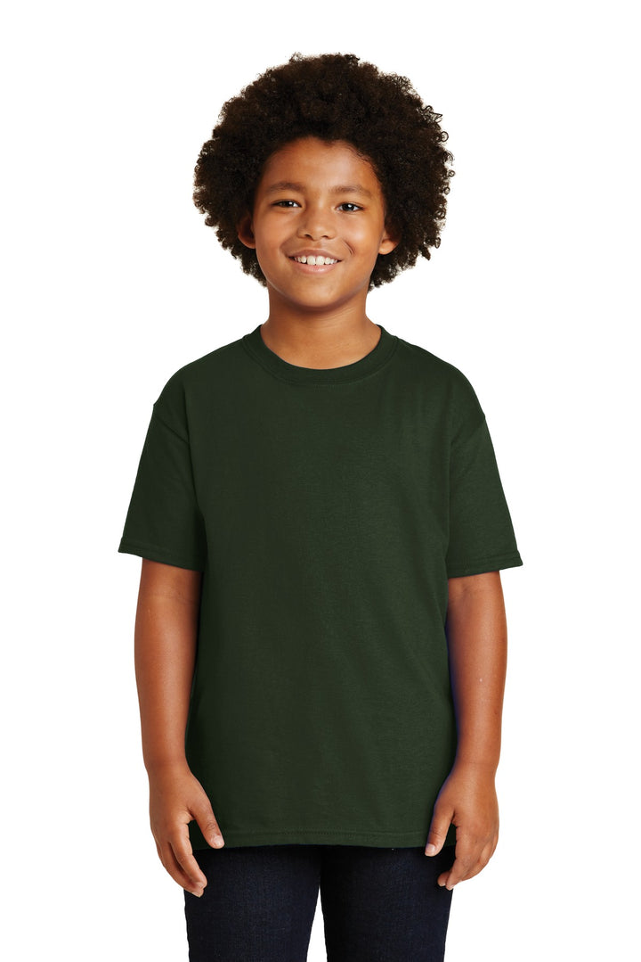 Front View of Forest Gildan - Youth Ultra Cotton 100% US Cotton T-Shirt. 2000B