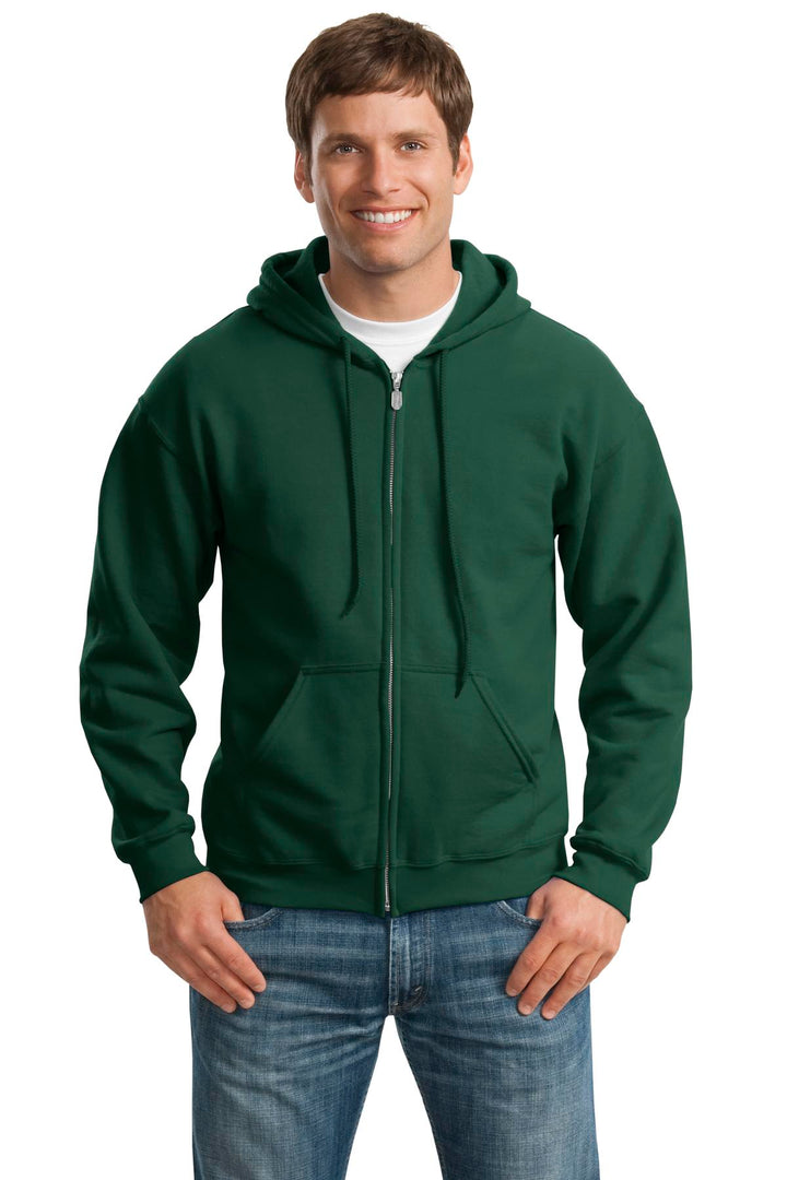 Front View of Forest Green Gildan - Heavy Blend Full-Zip Hooded Sweatshirt. 18600