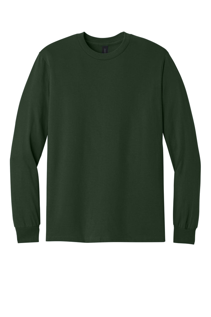 Front View of Forest Green Gildan - Heavy Cotton 100% Cotton Long Sleeve T-Shirt. 5400