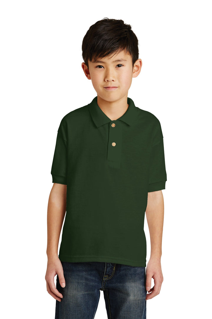Front View of Forest Green Gildan Youth DryBlend 6-Ounce Jersey Knit Sport Shirt. 8800B