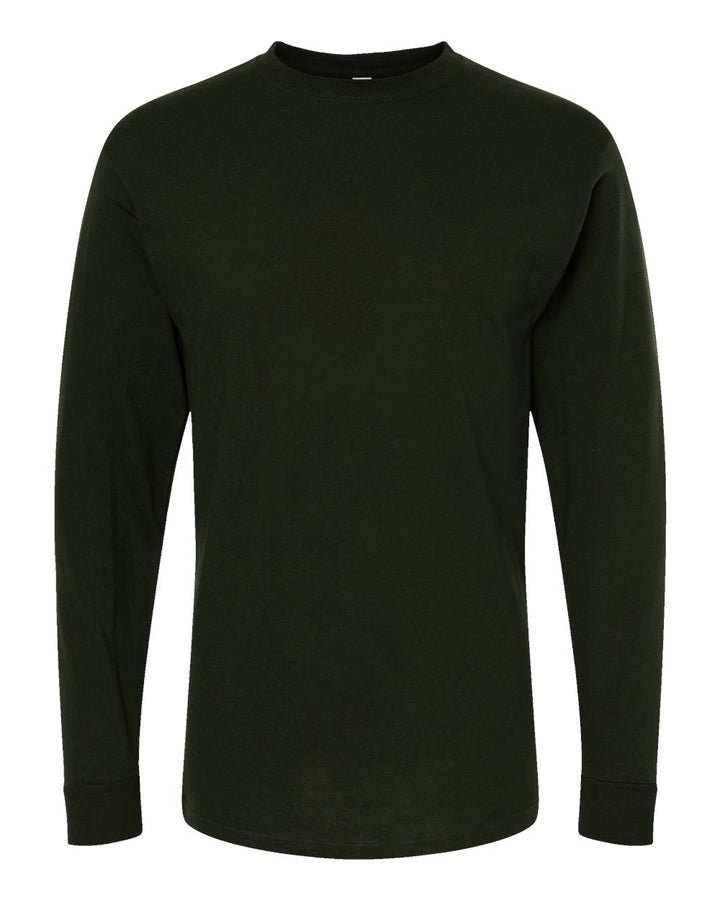 Front View of Forest Green Gold Soft Touch Long Sleeve T-Shirt - 4820