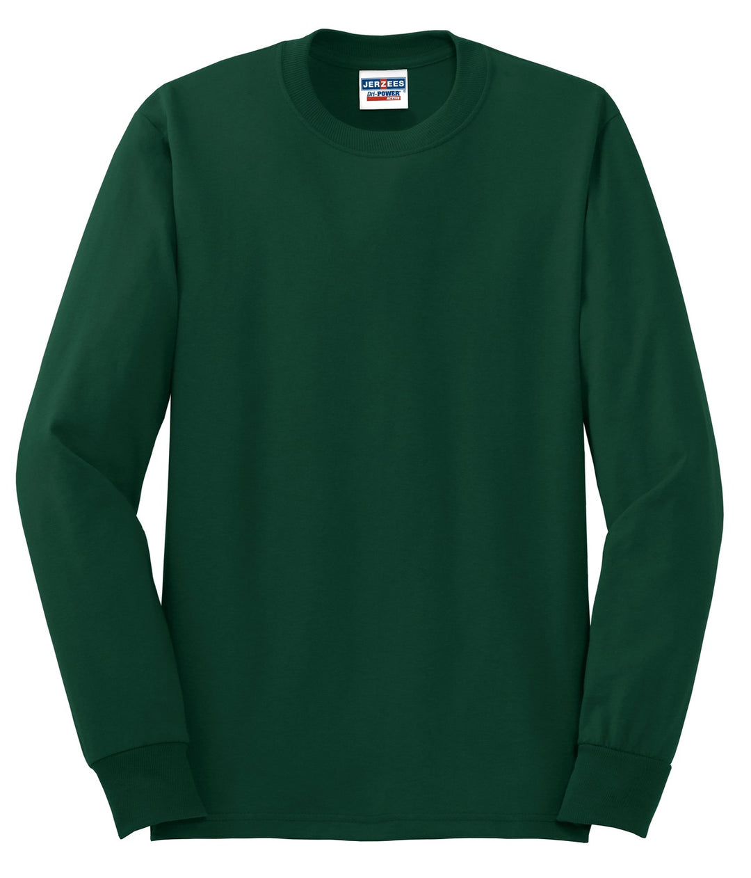 Front View of Forest Green Jerzees - Dri-Power 50/50 Cotton/Poly Long Sleeve T-Shirt. 29LS