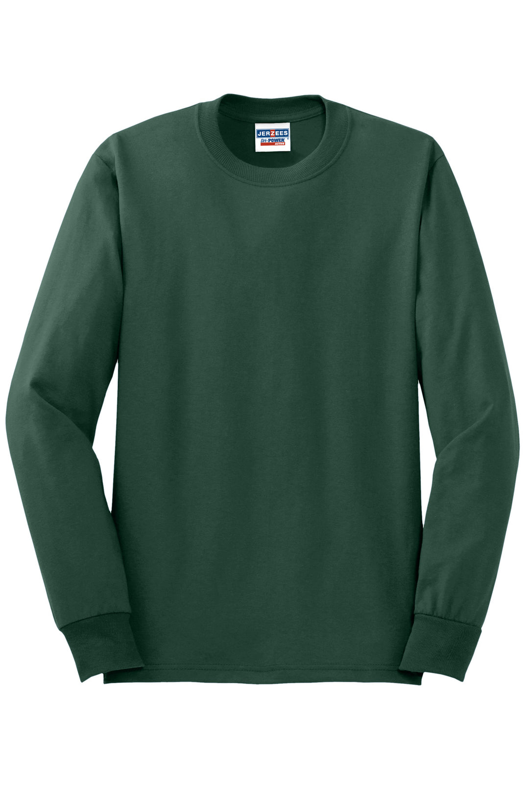 Front View of Forest Green Jerzees - Dri-Power 50/50 Cotton/Poly Long Sleeve T-Shirt. 29LS