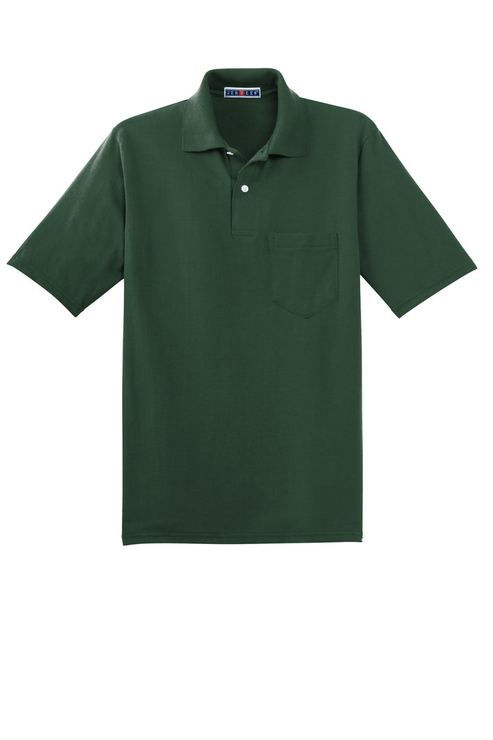 Front View of Forest Green Jerzees Dri-Power Pocket Sport Shirt. 436MP