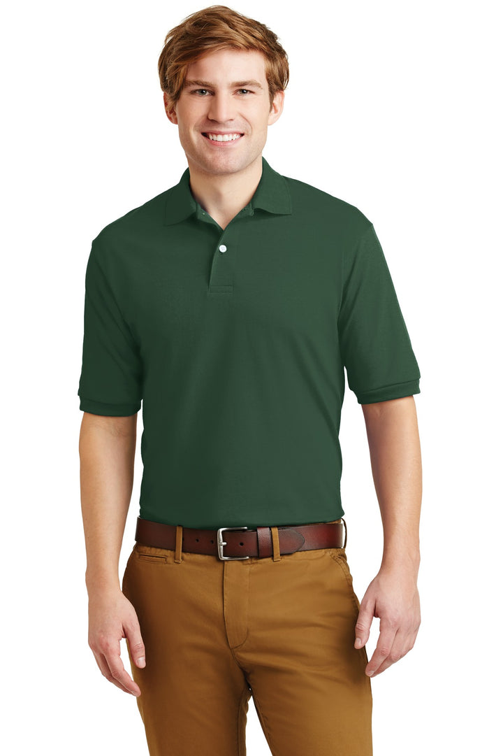 Front View of Forest Green Jerzees Dri-Power Sport Shirt. 437M