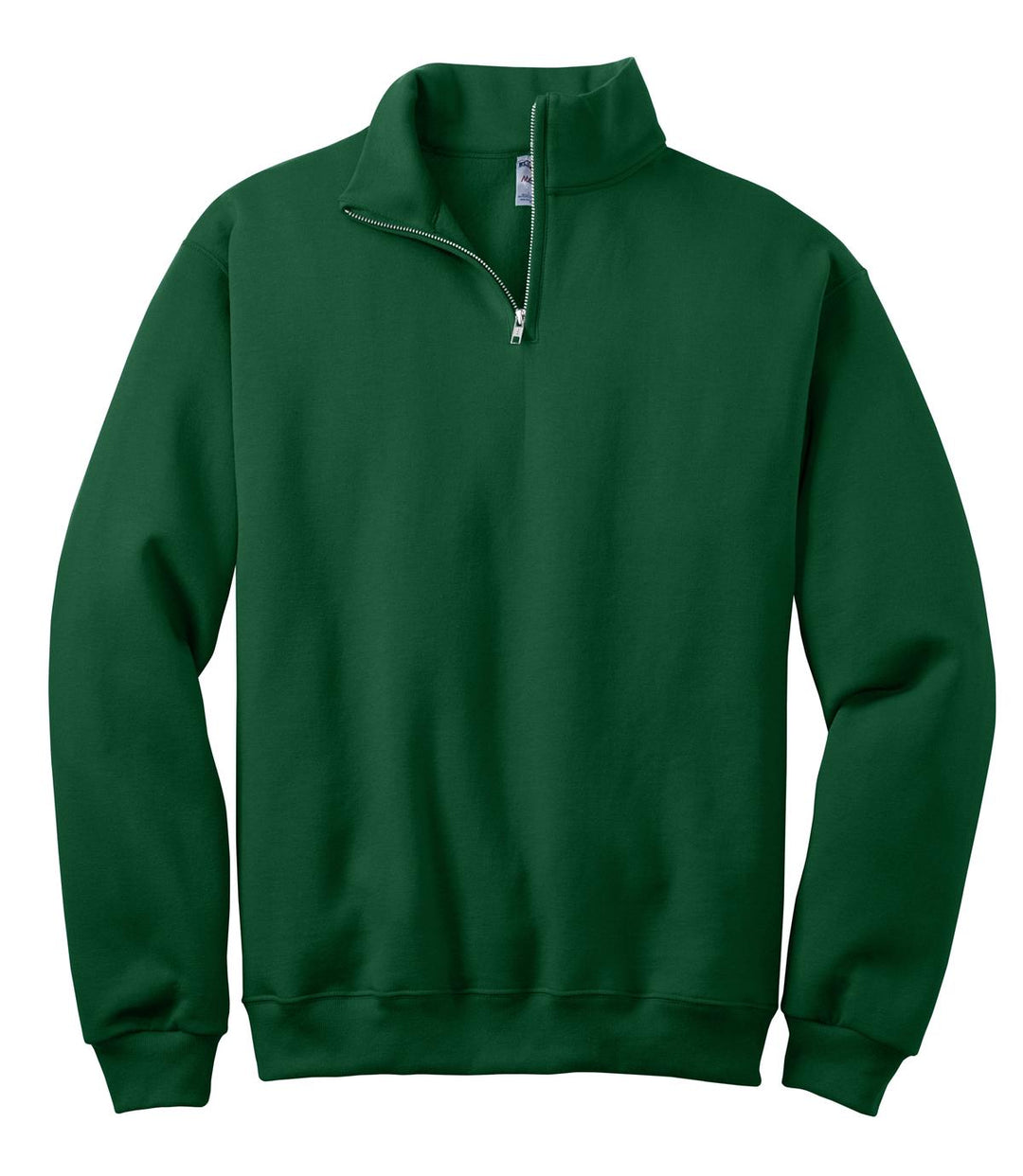 Front View of Forest Green Jerzees - NuBlend 1/4-Zip Cadet Collar Sweatshirt. 995M