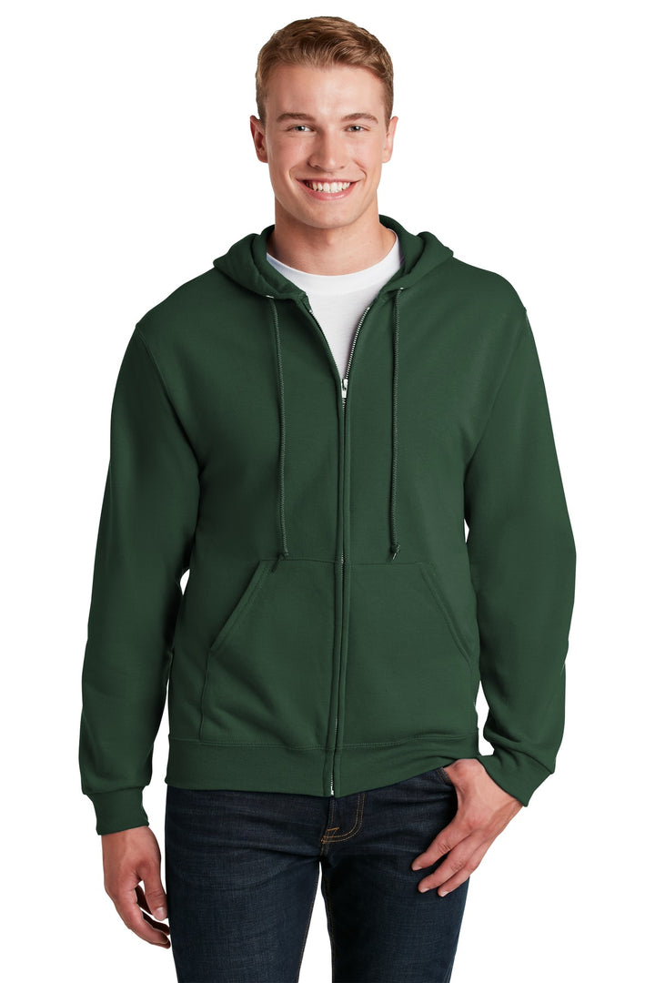 Front View of Forest green Jerzees - NuBlend Full-Zip Hooded Sweatshirt. 993M
