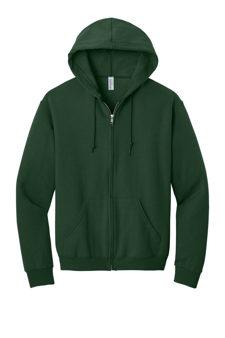 Front View of Forest green Jerzees - NuBlend Full-Zip Hooded Sweatshirt. 993M
