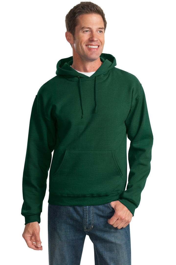 Front View of Forest Green Jerzees NuBlend Pullover Hooded Sweatshirt. 996M