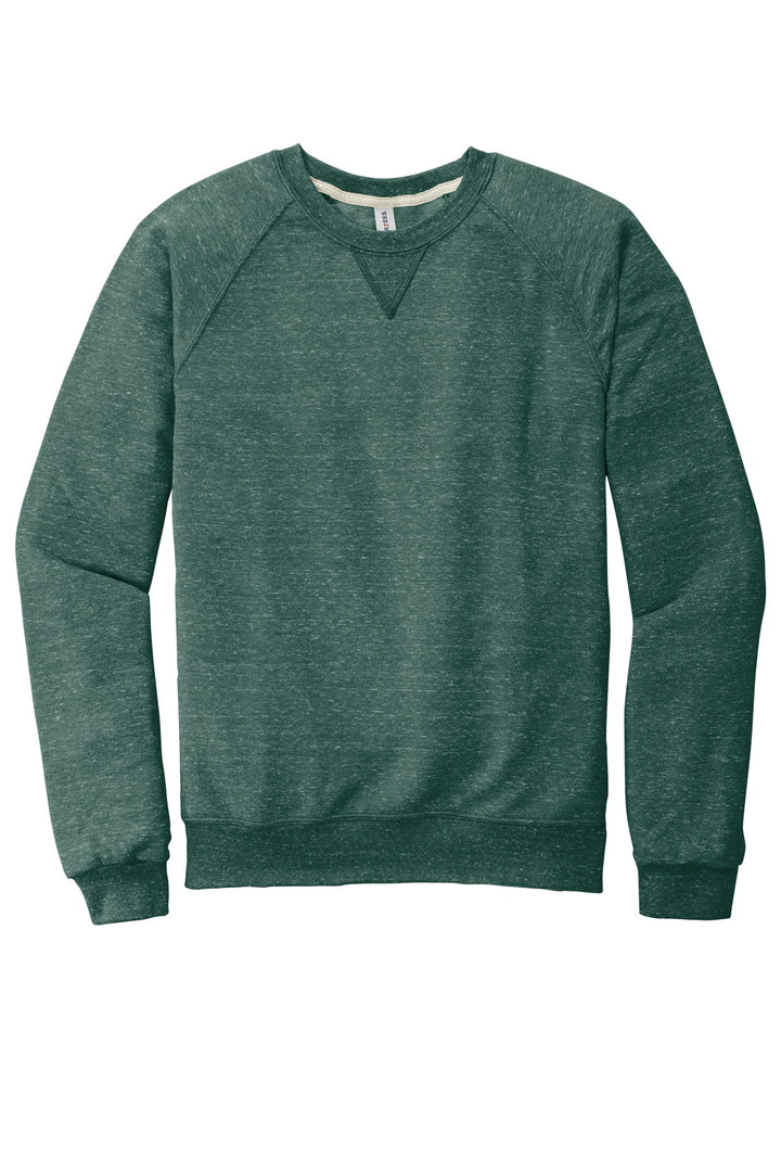 Front View of Forest Green Jerzees Snow Heather French Terry Raglan Crew 91M