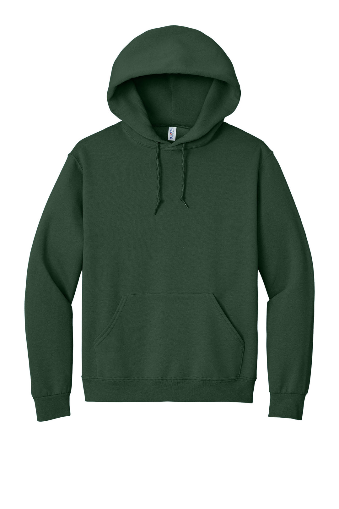 Front View of Forest Green Jerzees Super Sweats NuBlend - Pullover Hooded Sweatshirt. 4997M