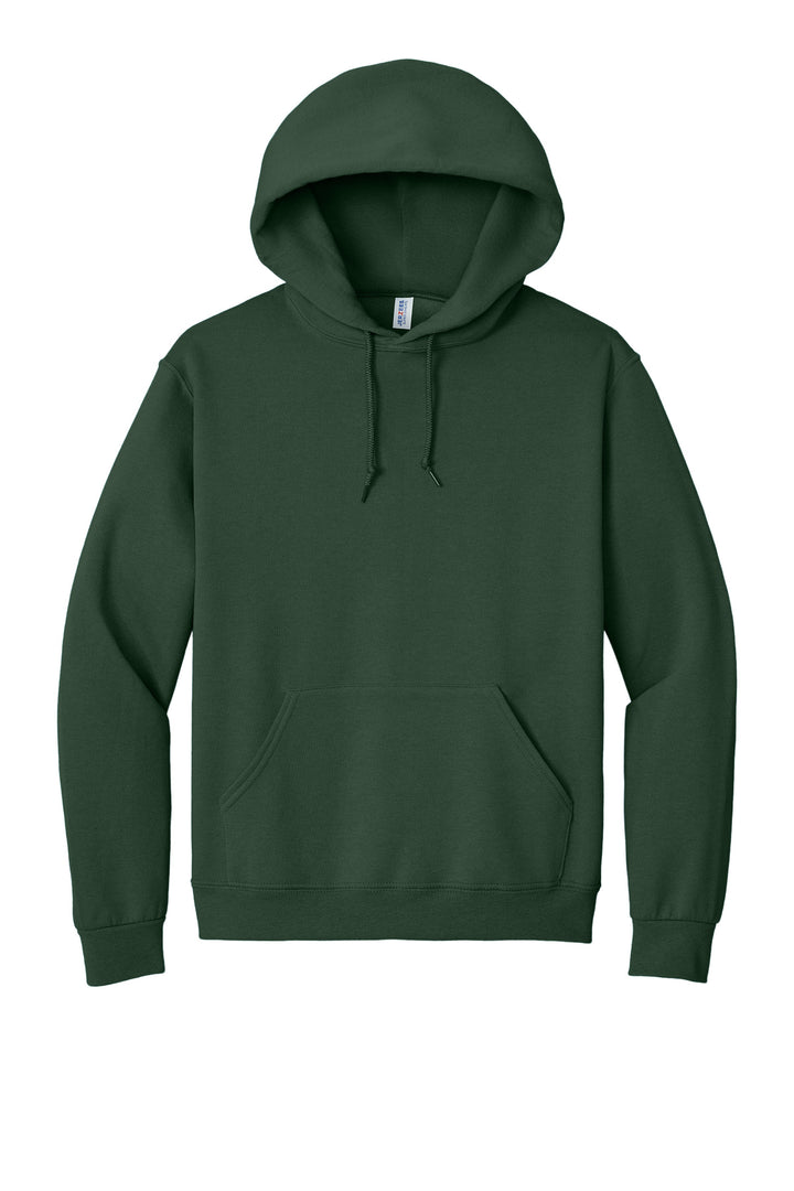 Front View of Forest Green Jerzees Super Sweats NuBlend - Pullover Hooded Sweatshirt. 4997M