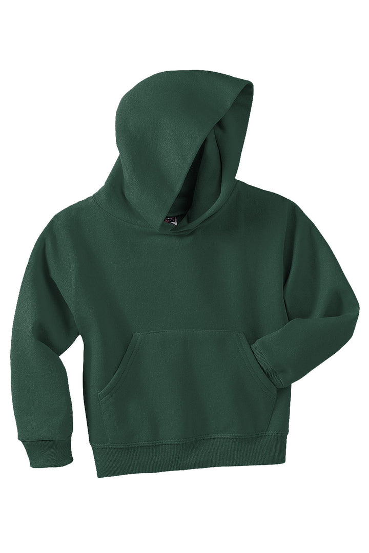 Front View of Forest Green Jerzees - Youth NuBlend Pullover Hooded Sweatshirt. 996Y